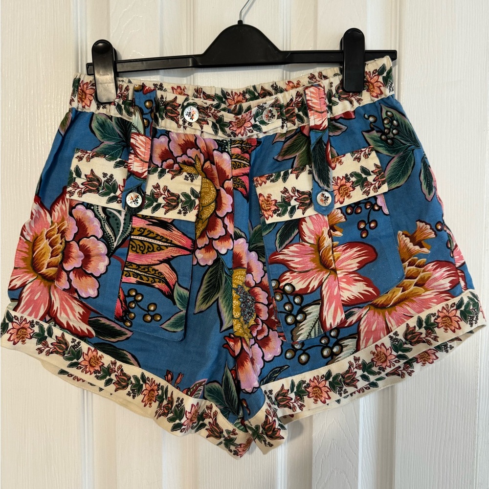 Farm Rio “Wonderful Bouquet Blue Linen Short”